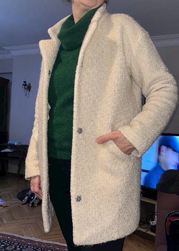 Krem Renk Kadın Kaban - Görsel 8