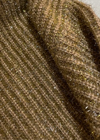 Kadın Altın Rengi Örgü Salaş Kazak - Görsel 6