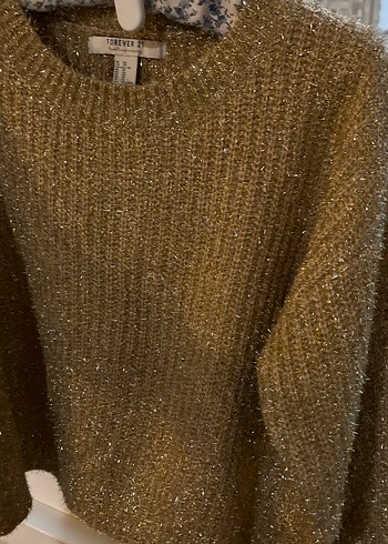 Kadın Altın Rengi Örgü Salaş Kazak - Görsel 4