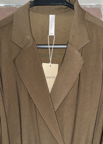 Kadın Haki Kemerli Uzun kolsuz Elbise - Görsel 3