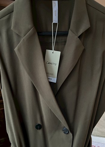 Kadın Haki Kemerli Uzun kolsuz Elbise - Görsel 9