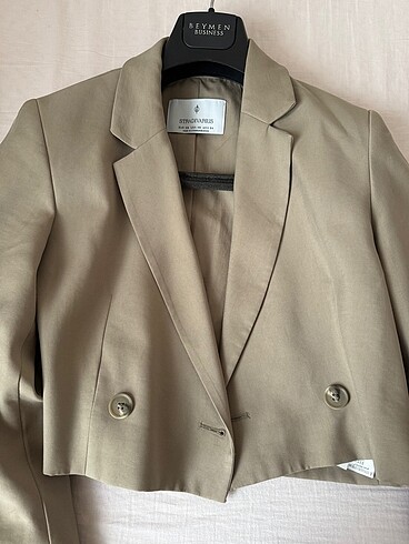 xs Beden haki Renk Crop blazer