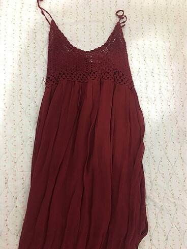 PullBear Bordo Yazlık Elbise
