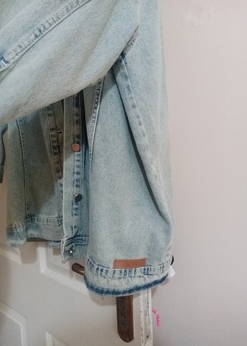 universal Beden Gri Düğmeli Kadın Denim Ceket