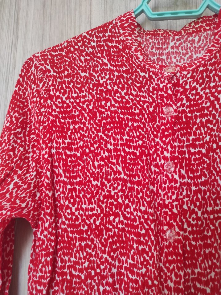 Kırmızı Volanlı Uzun Bohem Etek gömlek takım - Görsel 4