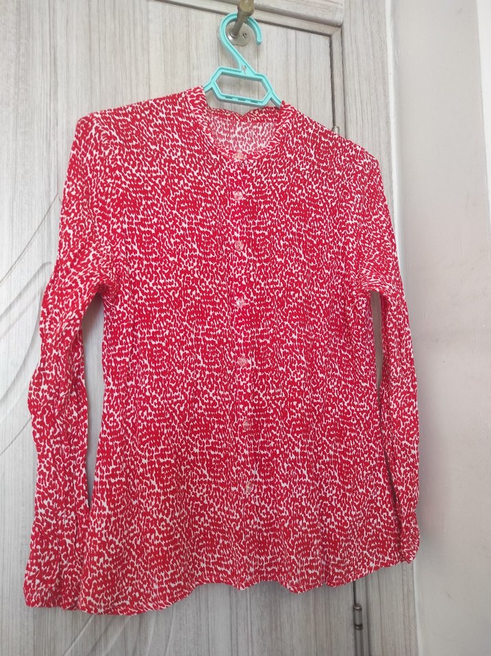 Kırmızı Volanlı Uzun Bohem Etek gömlek takım - Görsel 3