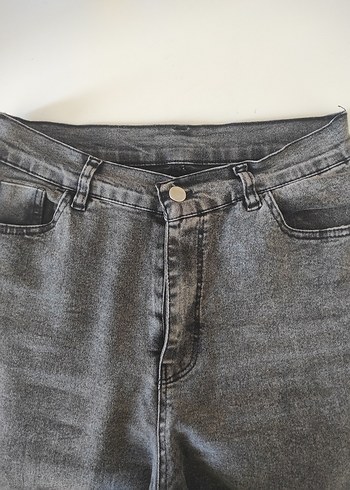 Gri Düğmeli Kadın Denim Pantolon - Görsel 2