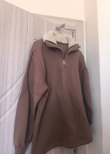 Fermuarlı Yumuşak Kumaşlı Kahverengi Sweatshirt - Görsel 2