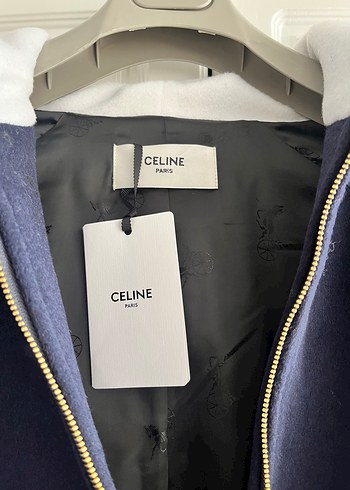 CELİNE Orijinal Kaşmir Lacivert Kapüşonlu Fermuarlı Kadın Ceket - Görsel 3