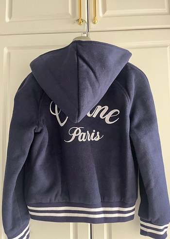 CELİNE Orijinal Kaşmir Lacivert Kapüşonlu Fermuarlı Kadın Ceket - Görsel 2