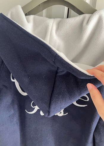 CELİNE Orijinal Kaşmir Lacivert Kapüşonlu Fermuarlı Kadın Ceket - Görsel 5