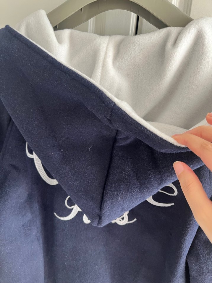 CELİNE Orijinal Kaşmir Lacivert Kapüşonlu Fermuarlı Kadın Ceket - Görsel 5