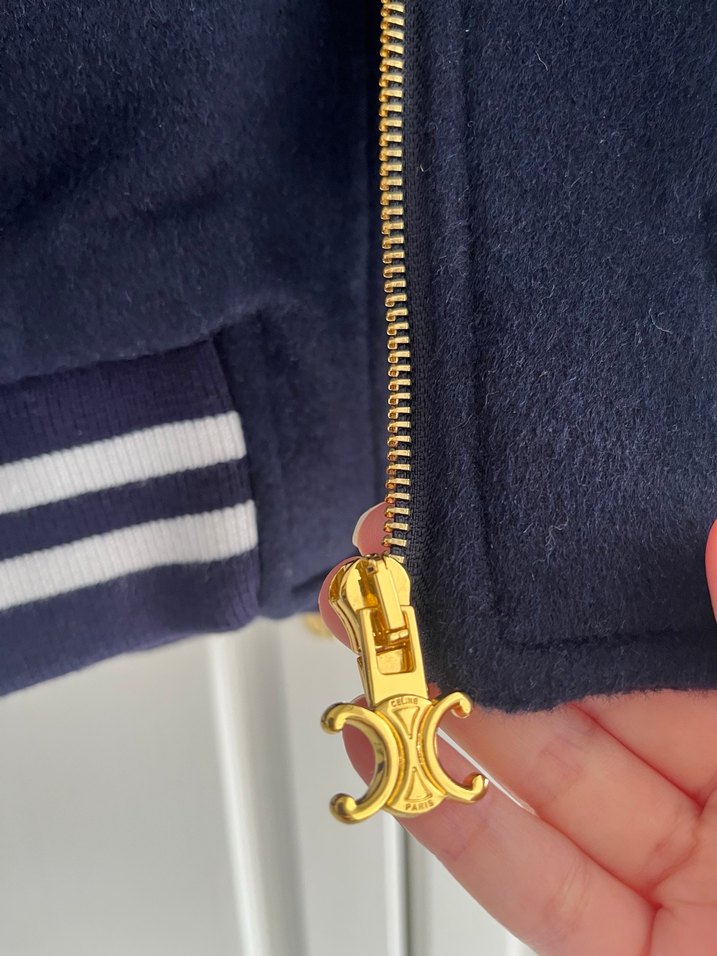 CELİNE Orijinal Kaşmir Lacivert Kapüşonlu Fermuarlı Kadın Ceket - Görsel 4