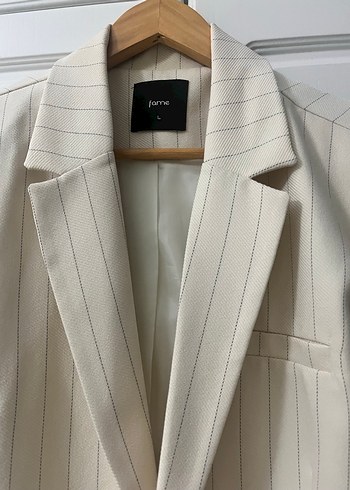 Krem Çizgili Blazer Ceket - Görsel 2