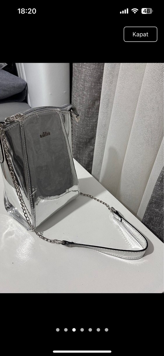 Elle Metalik Gri Fermuarlı Kadın Çantası - Görsel 3