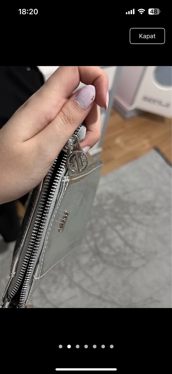 Elle Metalik Gri Fermuarlı Kadın Çantası - Görsel 2