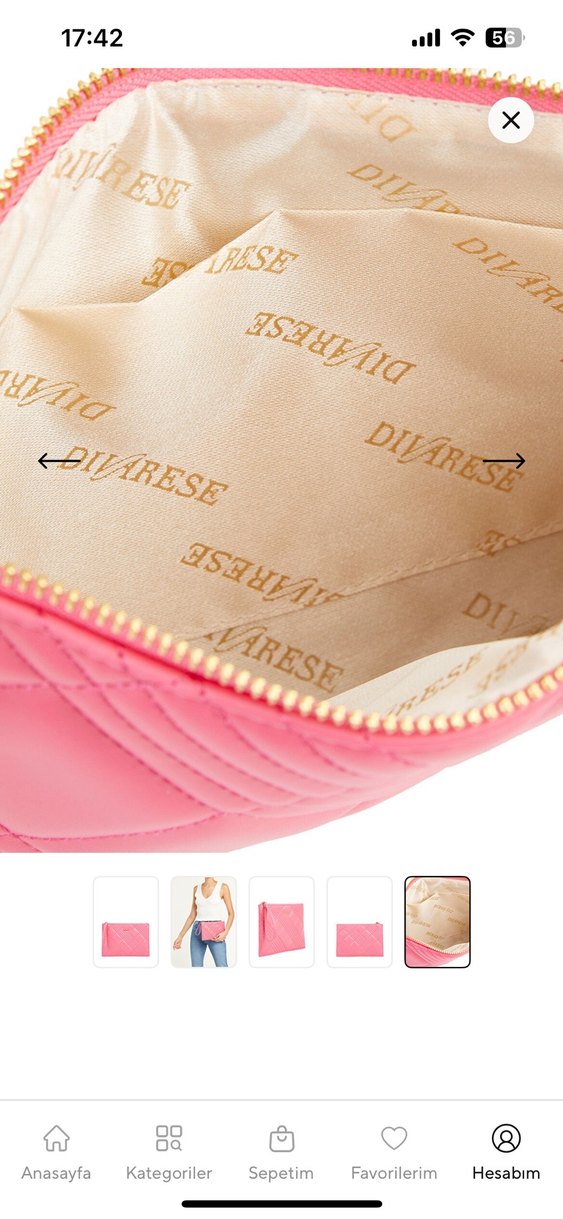 Pembe Deri Kadın El Çantası - Görsel 3