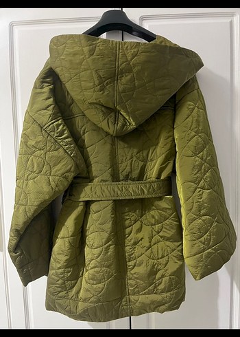 Kuşaklı Haki Kadın Mont - Görsel 3