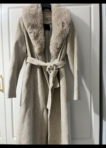 Beymen kürk yakalı bej kaban - Görsel 4