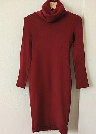 Bordo triko elbise