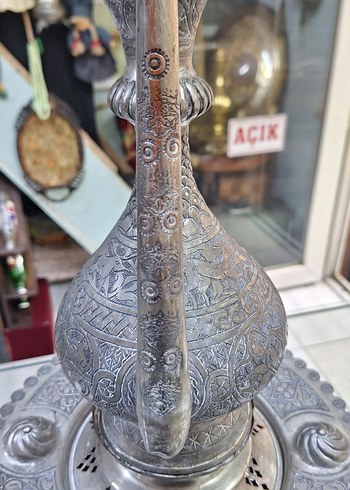 Gri İşlemeli Antika abdestlik - Görsel 6