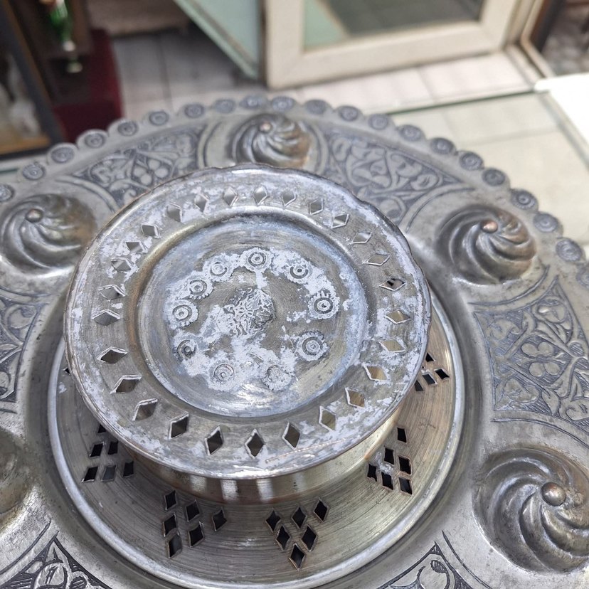 Gri İşlemeli Antika abdestlik - Görsel 5