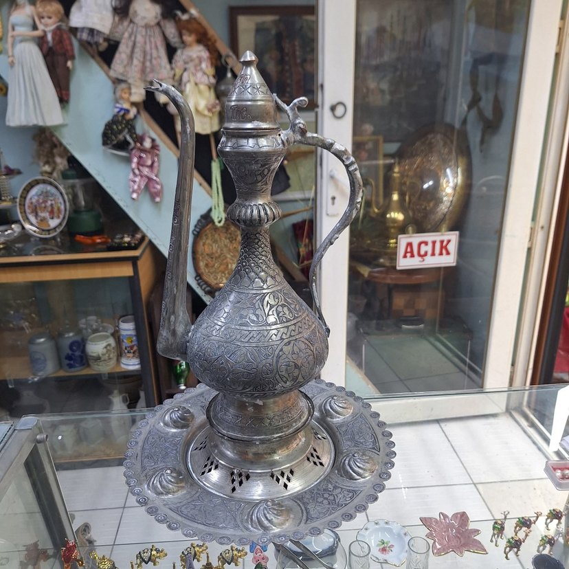 Gri İşlemeli Antika abdestlik - Görsel 2