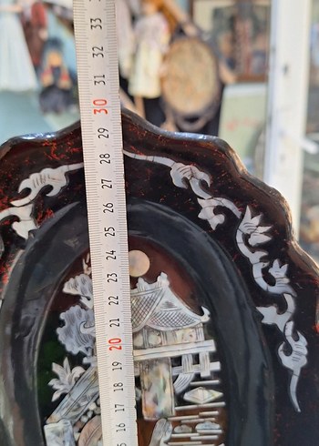 Koyu Kahverengi İşlemeli Dekoratif Tabak - Görsel 7