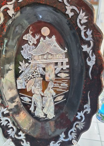 Koyu Kahverengi İşlemeli Dekoratif Tabak - Görsel 6