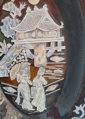 Koyu Kahverengi İşlemeli Dekoratif Tabak - Görsel 5