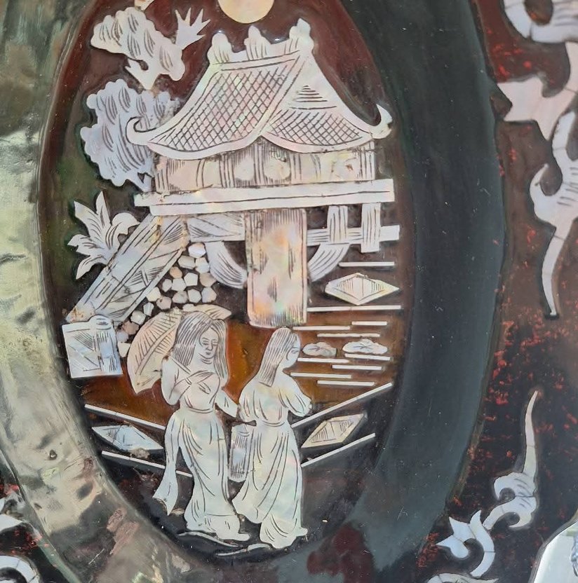 Koyu Kahverengi İşlemeli Dekoratif Tabak - Görsel 5