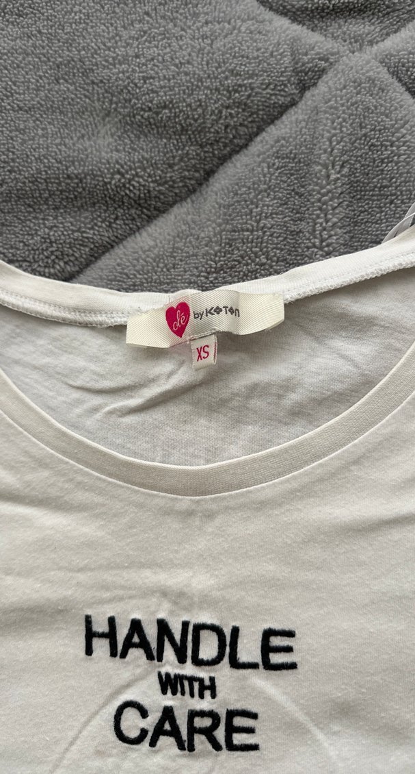 Beyaz Baskılı Kısa Kollu Basic Tişört - Görsel 2