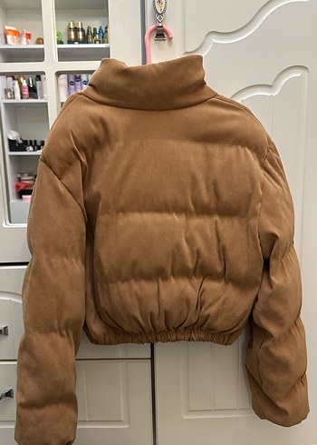 Kahverengi Süet Kadın Kışlık mont - Görsel 2