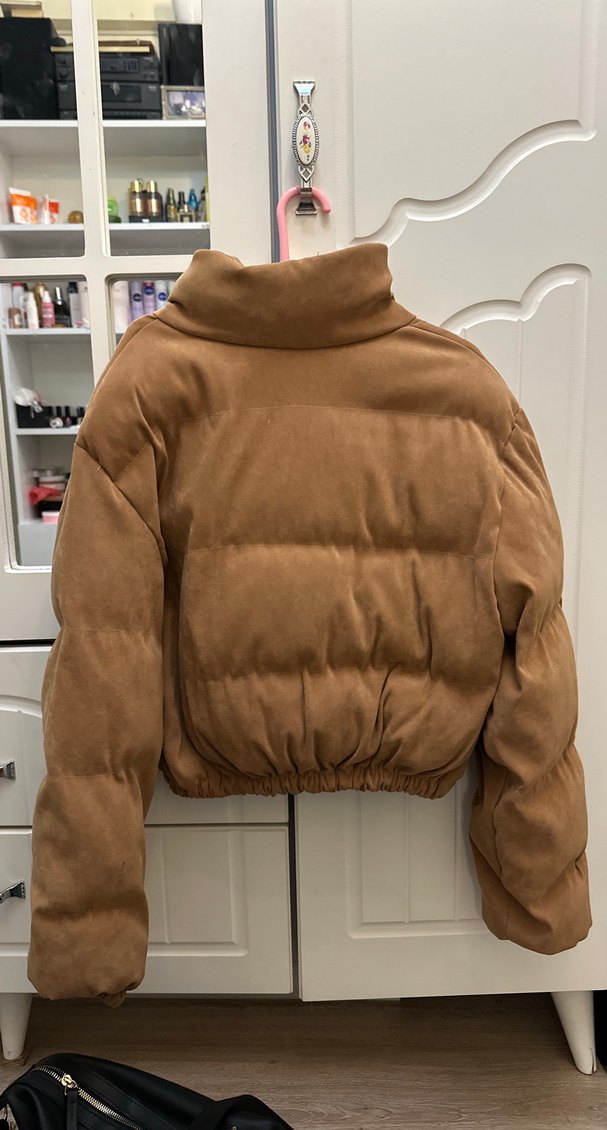 Kahverengi Süet Kadın Kışlık mont - Görsel 2