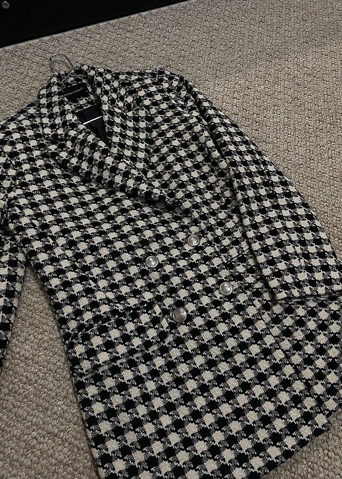 Kaz ayağı desenli blazer ceket - Görsel 3