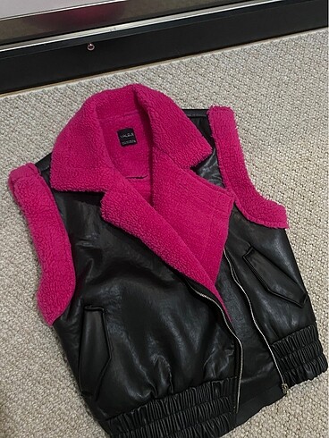 İçi kürklü deri yelek - Görsel 2