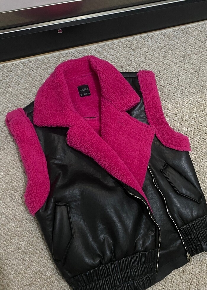 İçi kürklü deri yelek - Görsel 2