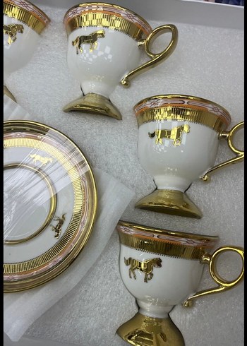 Altın Detaylı Beyaz Kahve Fincanı Seti - Görsel 2