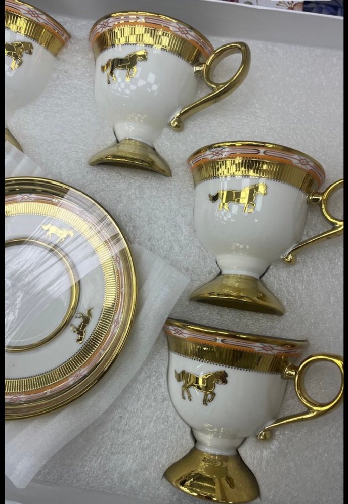 Altın Detaylı Beyaz Kahve Fincanı Seti - Görsel 2