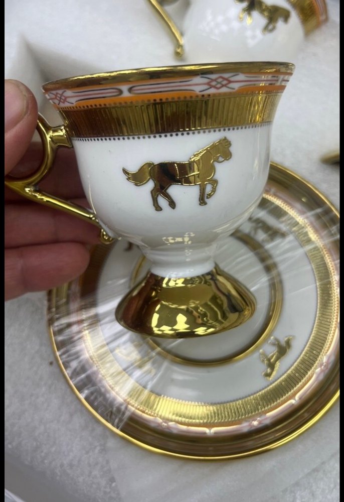 Altın Detaylı Beyaz Kahve Fincanı Seti - Görsel 3