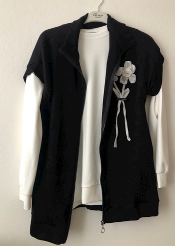 Trendy Parisian Tarzı Kolsuz Örgü Siyah Yelek - Görsel 2