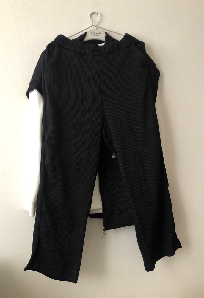 Trendy Parisian Tarzı Kolsuz Örgü Siyah Yelek - Görsel 3