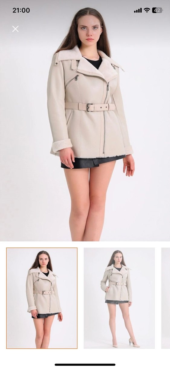 Bej Kemerli Süet Mini Ceket - Görsel 4