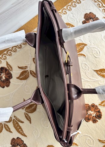 Kahverengi Deri Tokalı Kadın Çanta - Görsel 3