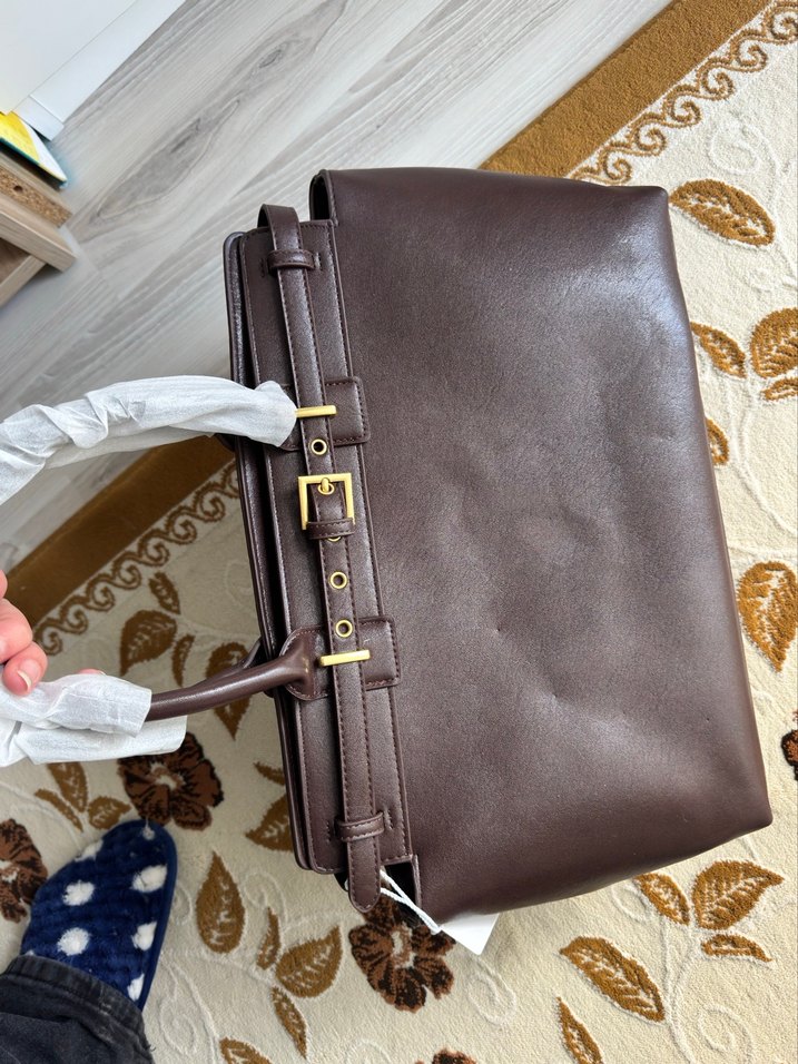 Kahverengi Deri Tokalı Kadın Çanta - Görsel 4