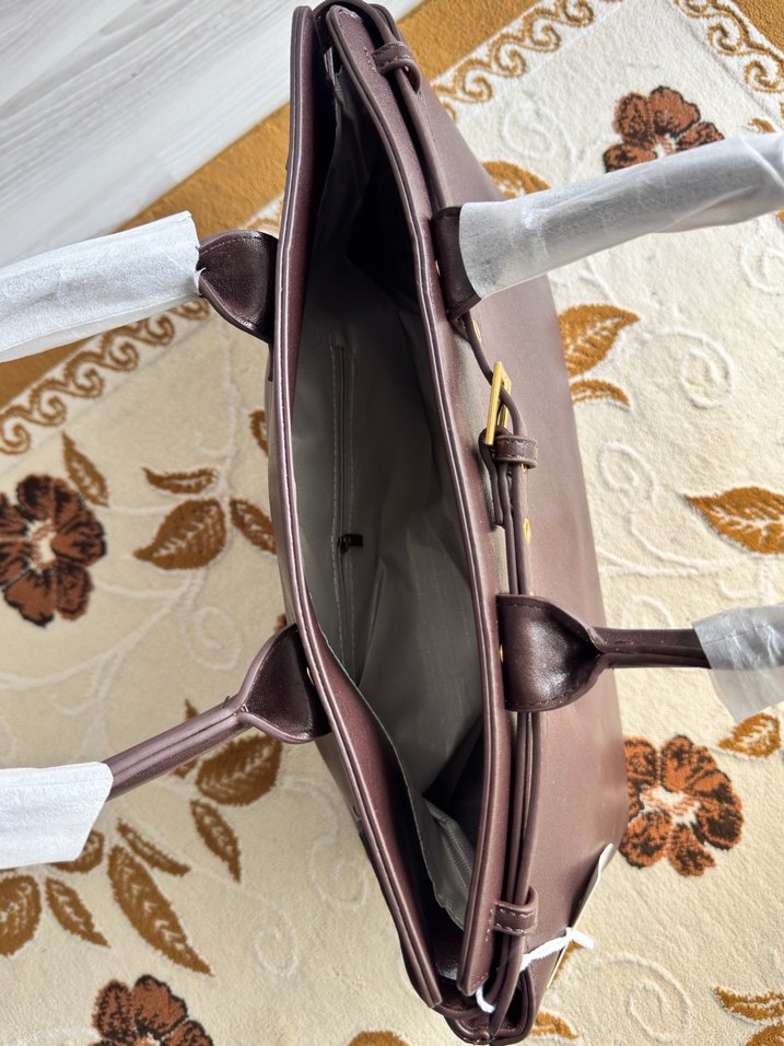 Kahverengi Deri Tokalı Kadın Çanta - Görsel 3