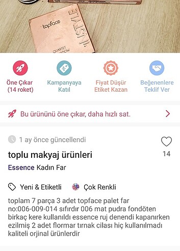 Toplu makyaj ürünleri
