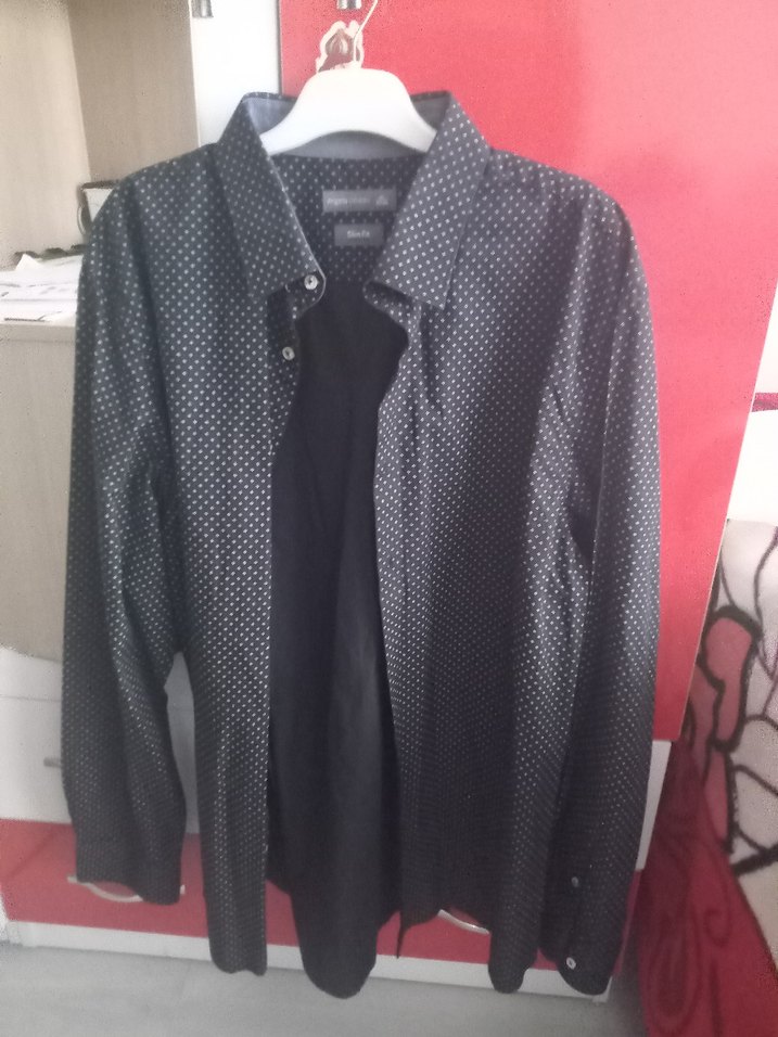 Siyah Erkek Uzun Kollu Düğmeli Gömlek - Görsel 2