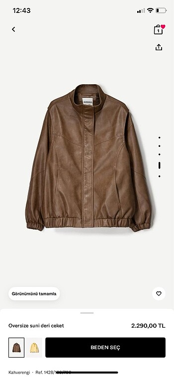 Bershka Bershka oversize suni deri ceket