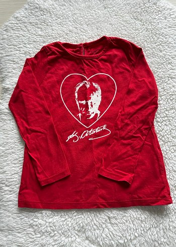 Kız Çocuk Kırmızı Uzun Kollu Baskılı Sweatshirt - Görsel 3